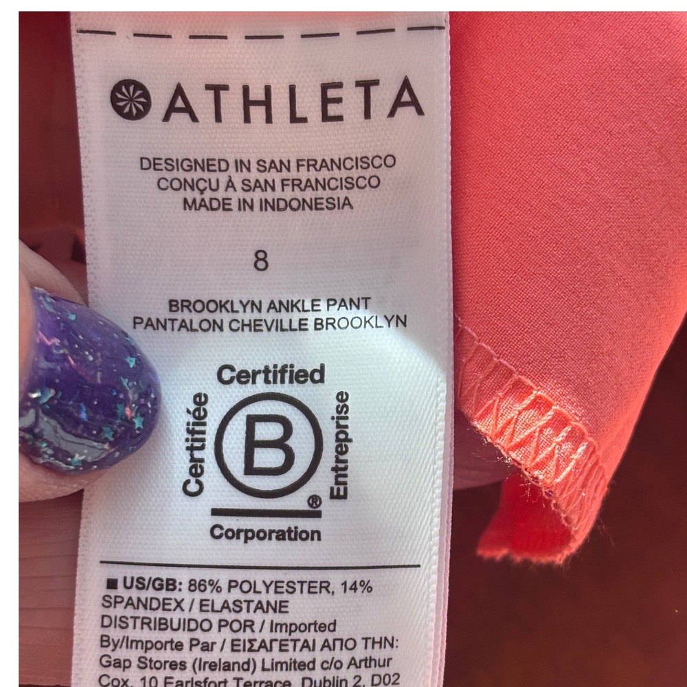 Athleta Brooklyn Ankle Pants Sunset Glow Coral Travel Trousers Size 8 NWOT - Picture 11 of 13